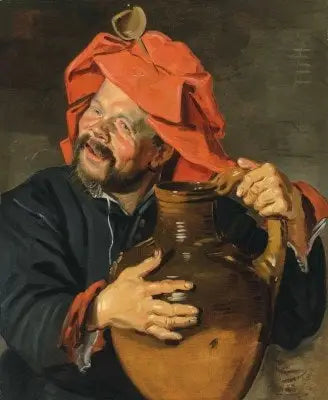 Homme avec une grande cruche en poterie ou un broer - Frans Hals - Alpha Reproduction