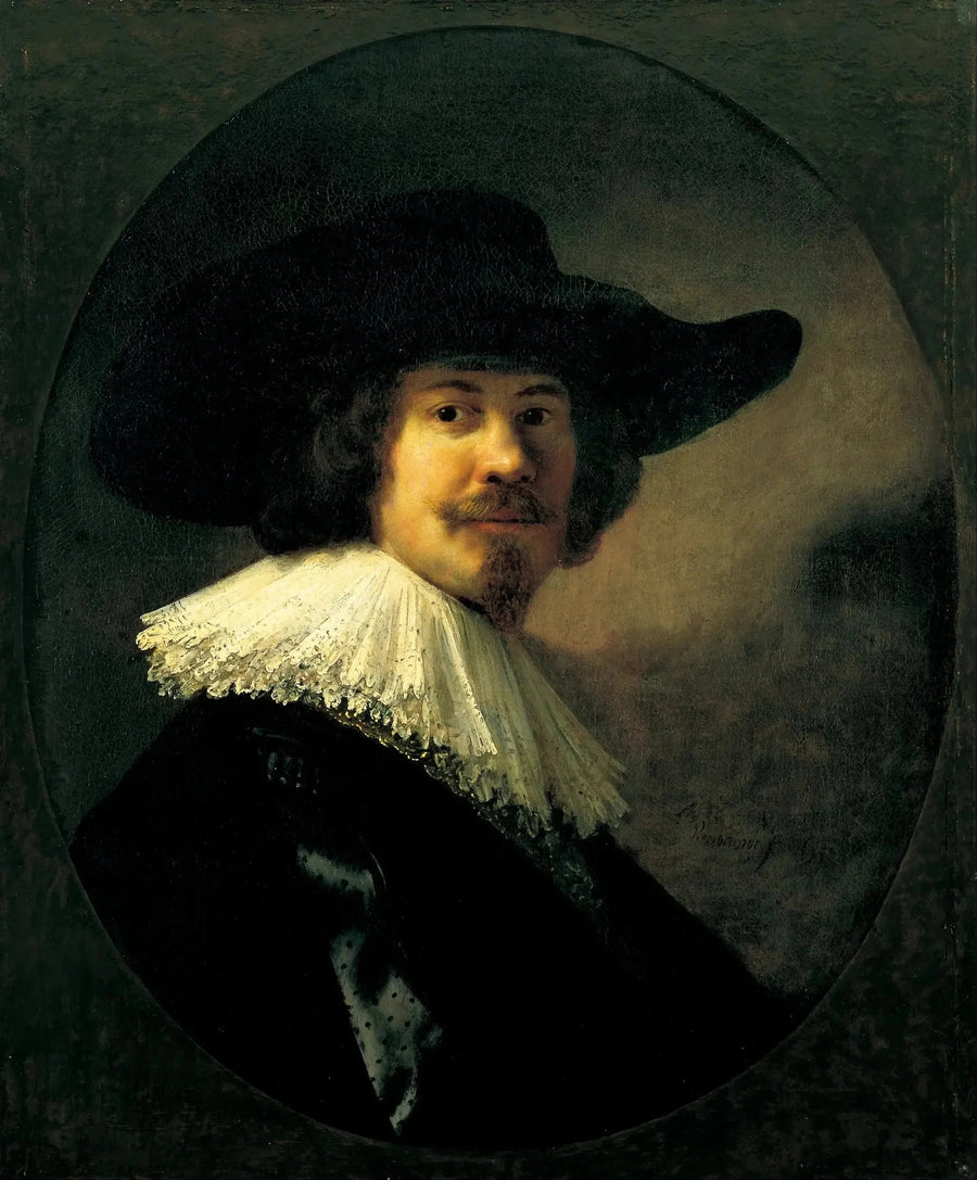 Portret mężczyzny w kapeluszu z szerokim rondem - Rembrandt