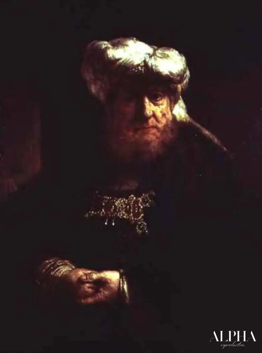 Homme en costume oriental (peut-être le roi Ussiah atteint de lèpre) - Rembrandt van Rijn - Reproductions de tableaux et peintures haut de gamme