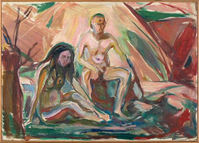 Mężczyzna i kobieta nago, siedzący - Edvard Munch