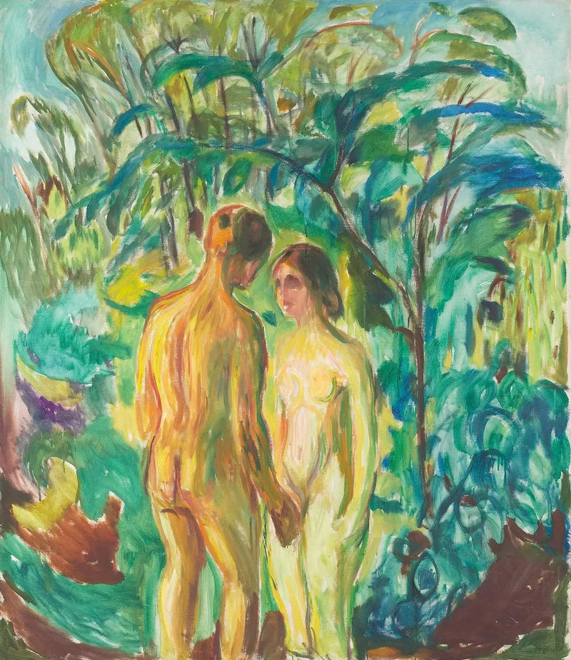 Mężczyzna i kobieta nadzy w lesie - Edvard Munch