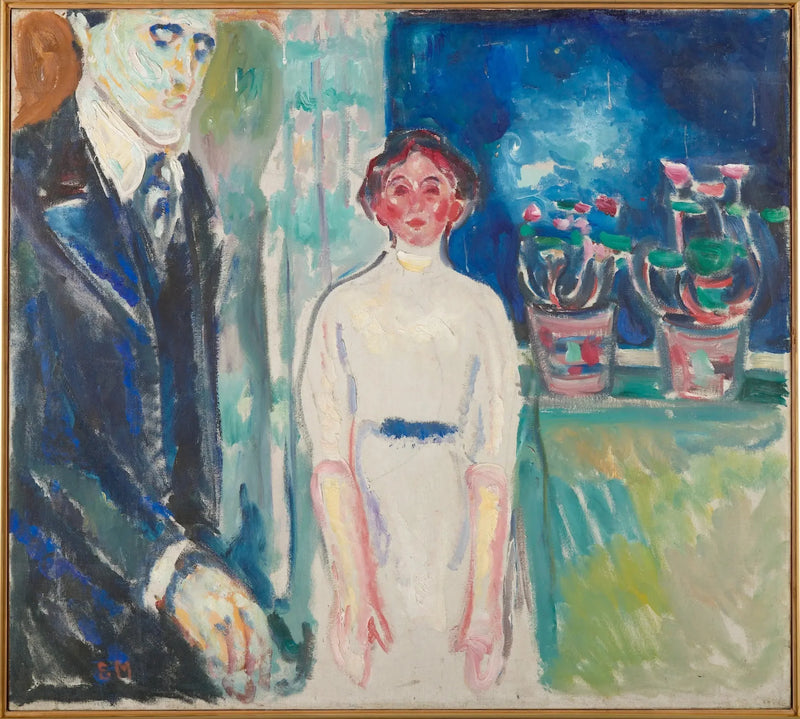 Mężczyzna i kobieta przy oknie z doniczkami - Edvard Munch