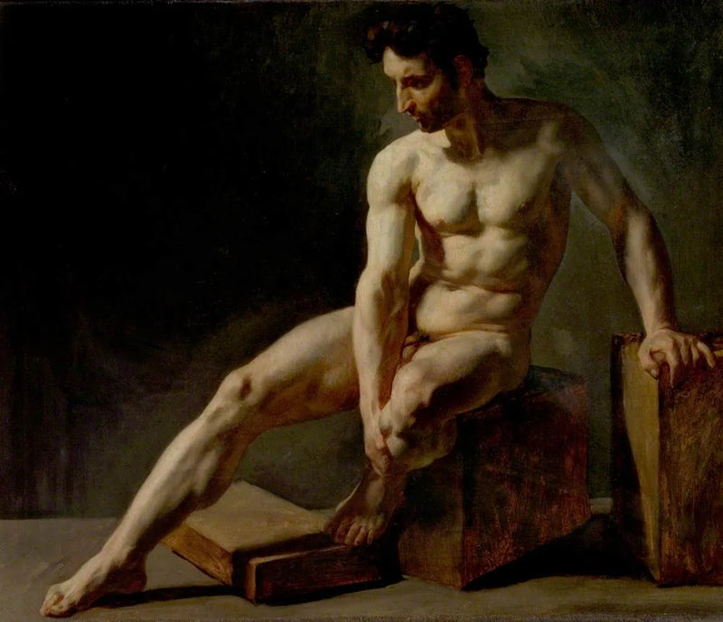 mężczyzna nagi siedzący - Édouard Detaille