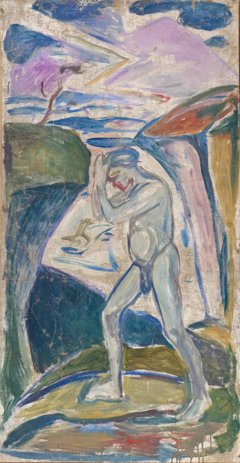 Nagie mężczyzna w skalistym krajobrazie - Edvard Munch
