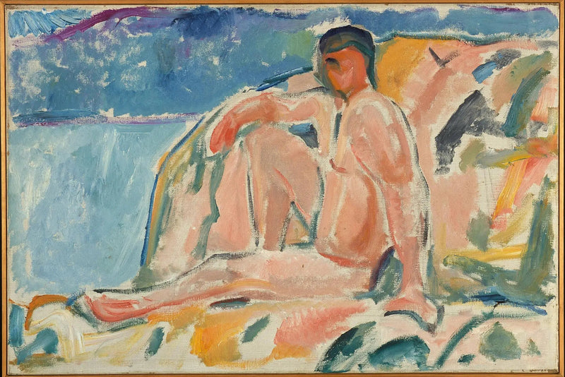 Nagi mężczyzna na skale - Edvard Munch
