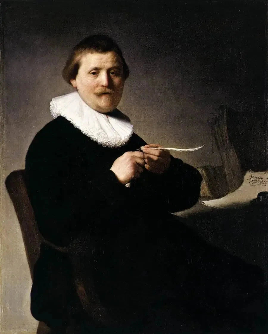 Portret mężczyzny ostrzącego pióro - Rembrandt