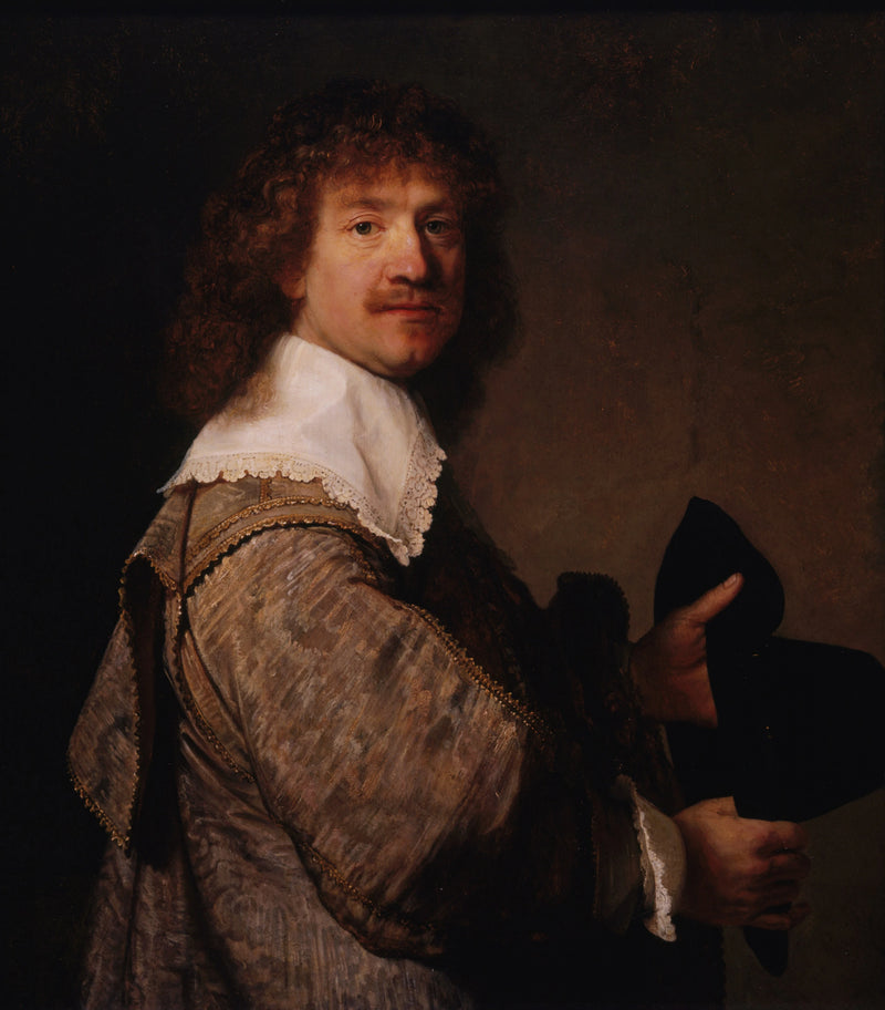 Portret mężczyzny trzymającego kapelusz - Rembrandt