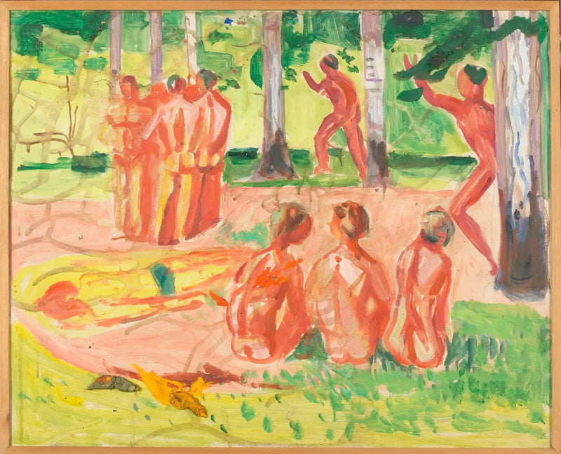 Nagie mężczyźni w lesie brzozowym - Edvard Munch