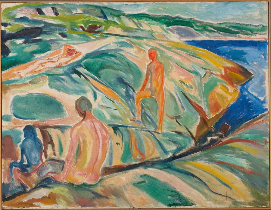 Mężczyźni kąpiący się na skałach - Edvard Munch