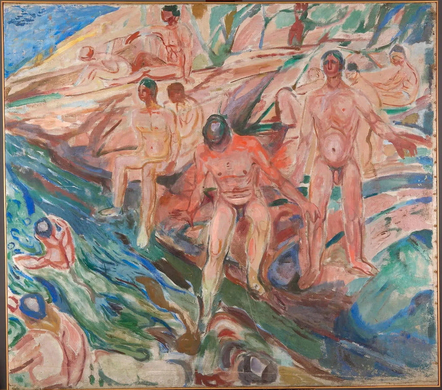 Mężczyźni kąpiący się na skałach - Edvard Munch