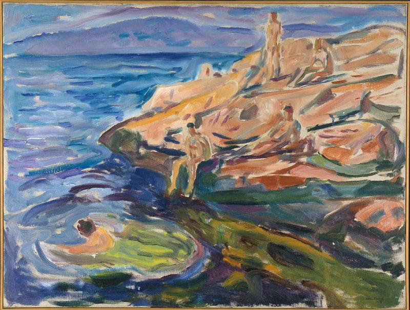 Mężczyźni kąpiący się na skałach - Edvard Munch