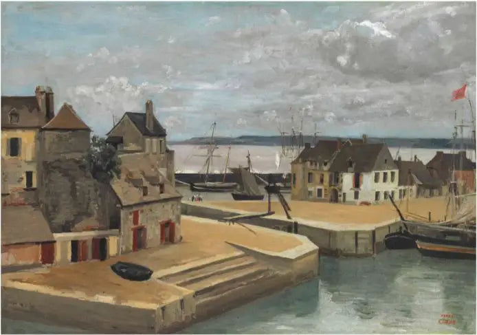Honfleur, Domy na nabrzeżach - Jean-Baptiste Camille Corot
