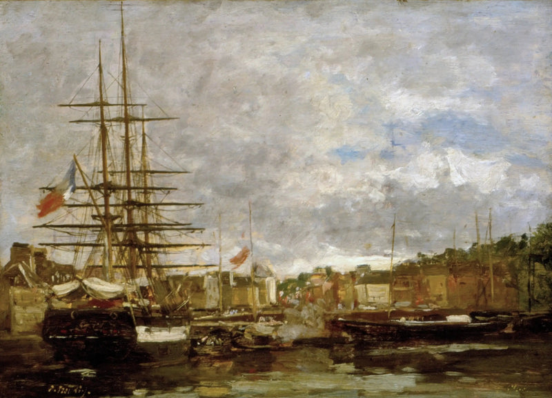 Honfleur - Statki zacumowane w porcie - Eugène Boudin