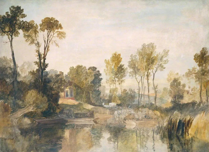 Dom obok rzeki, z drzewami i owcami - J. M. W. Turner