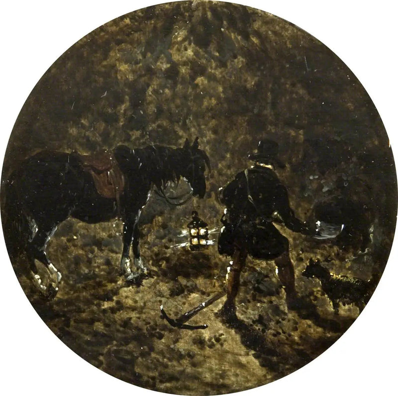 Osiem okrągłych scen polowania na lisa: Ziemia zatrzymuje się w nocy - John Frederick Herring, Sr.