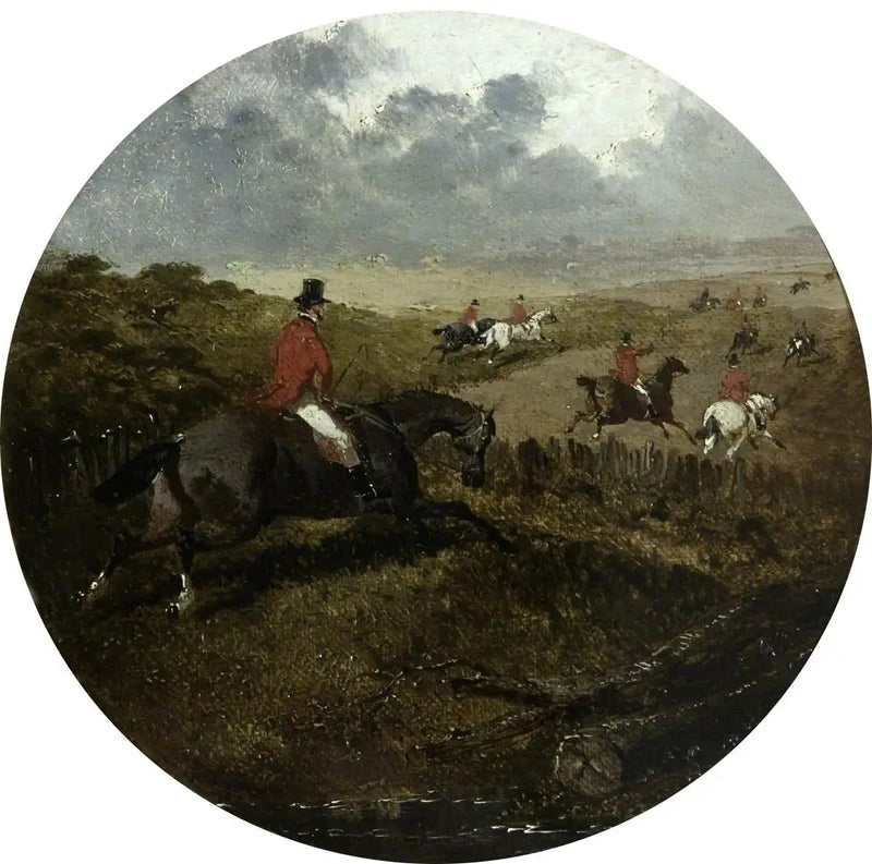 Osiem okrągłych scen polowania na lisa: psy wyjąc pełnym głosem, za nimi pole - John Frederick Herring, Sr.