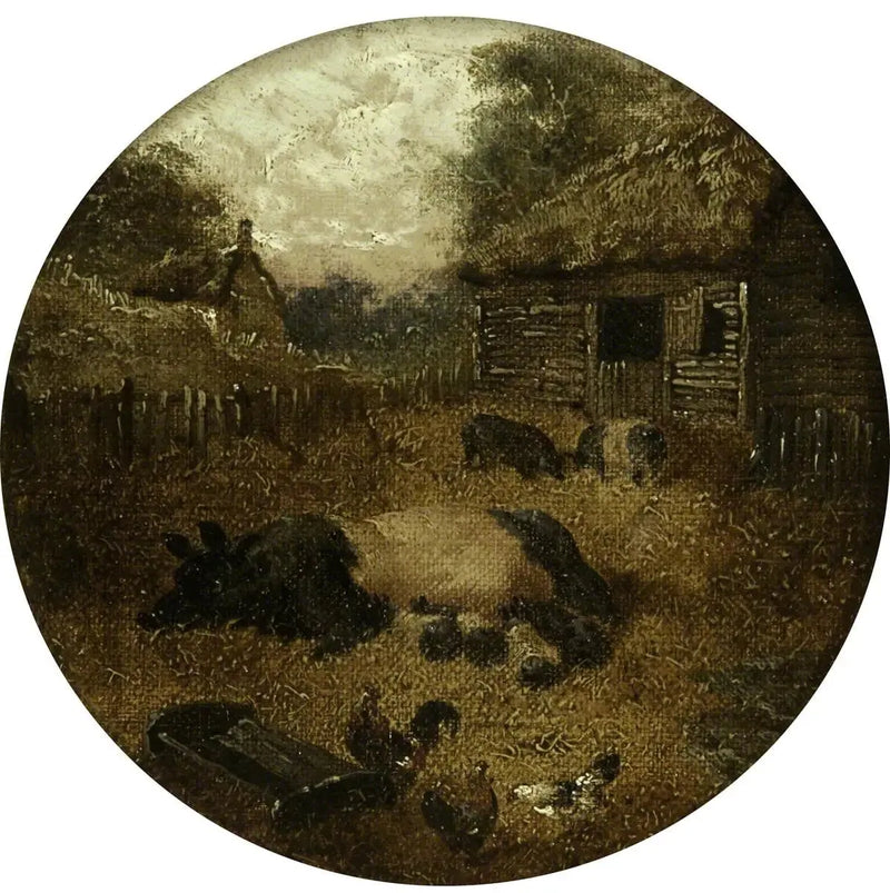 Osiem okrągłych scenek wiejskich (1. Świnie; 2. Klacz i źrebe; 3. Krowy; 4. Owce; 5. Kurczaki; 6. Kaczki; 7. Króliki; 8. Osioł) - John Frederick Herring, Sr.