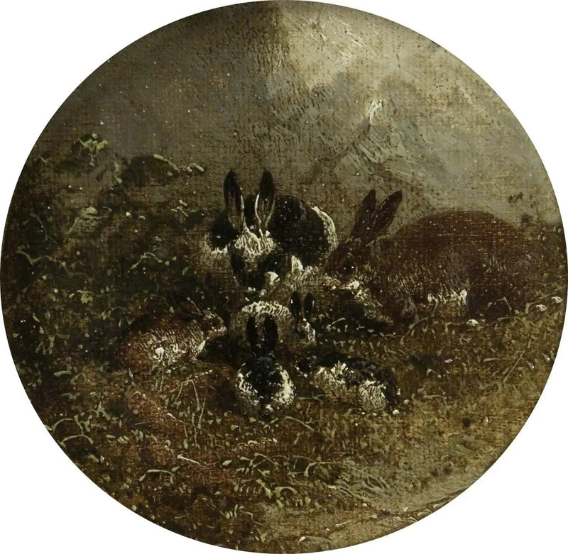 Osiem okrągłych scenek wiejskich: króliki - John Frederick Herring, Sr.