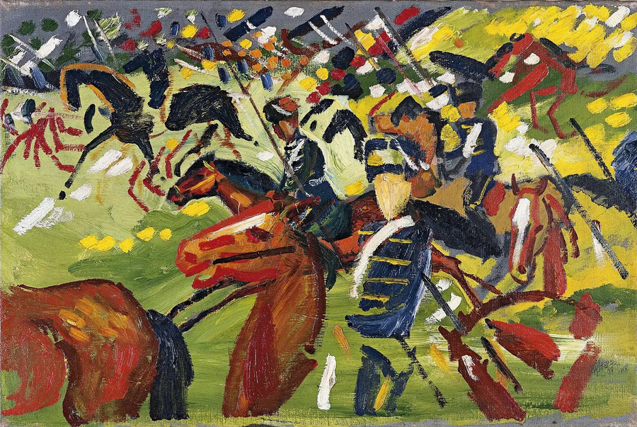 Hussarzy na wyjściu - August Macke