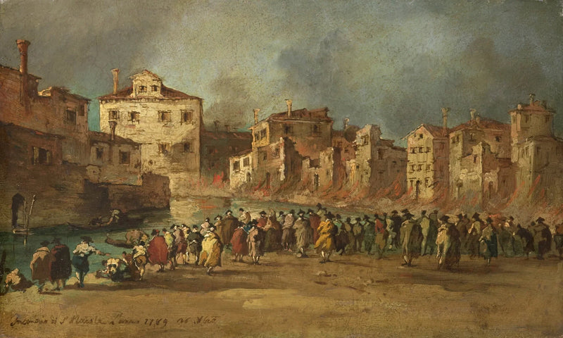 Pożar w magazynie oleju San Marcuola, Wenecja, 28 listopada 1789 - Francesco Guardi