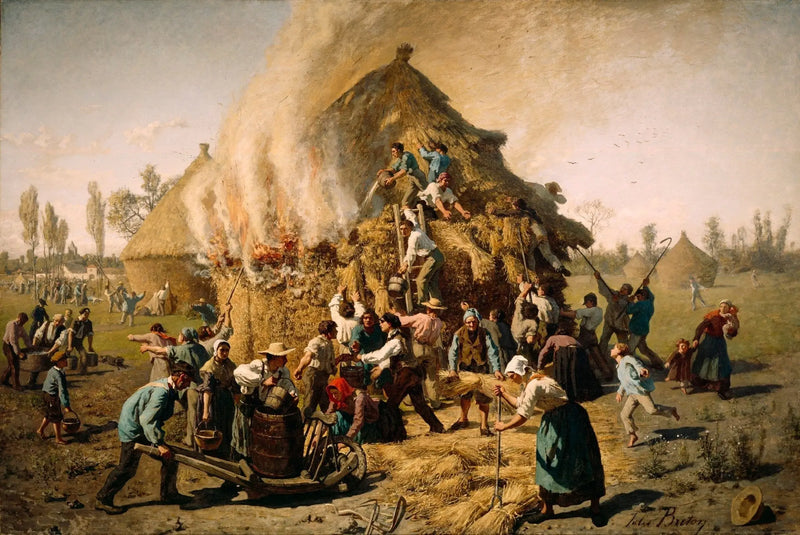 Pożar w snopku siana - Jules Breton