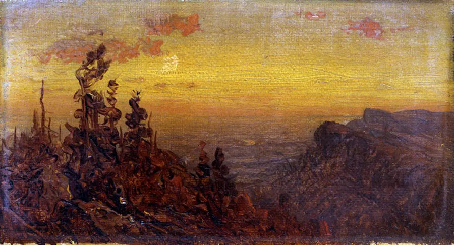 Indianie przy ognisku - Wschód księżyca - Sanford Robinson Gifford