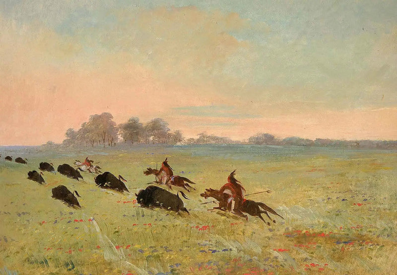 Indianie Komanczowie polujący na bizona - George Catlin