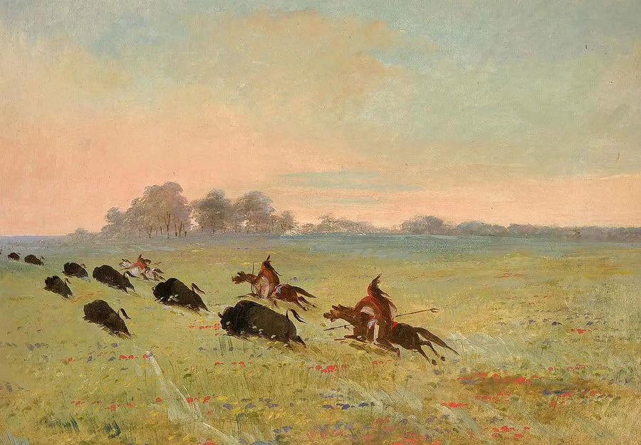 Indianie Komanczowie polujący na bizona - George Catlin