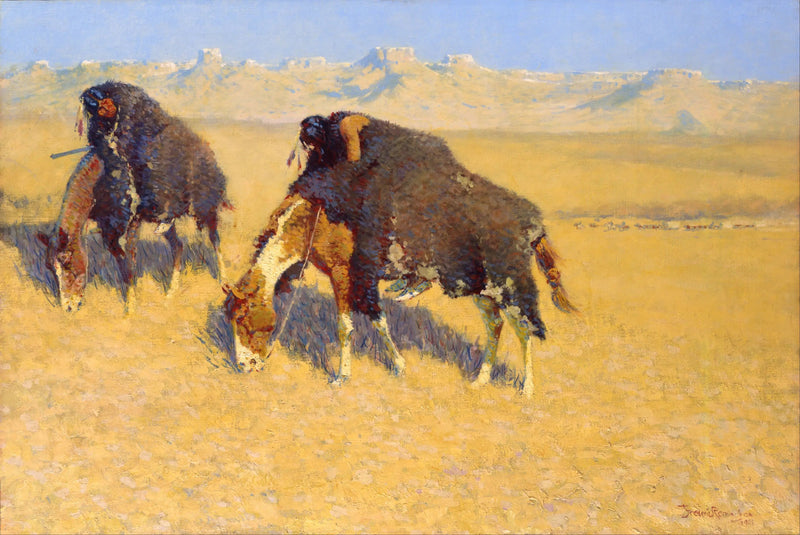 Indianie naśladujący bizonów - Frederic Remington