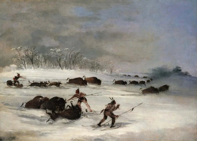 Indianie Siuksowie na rakietach rzucający bizonami - George Catlin
