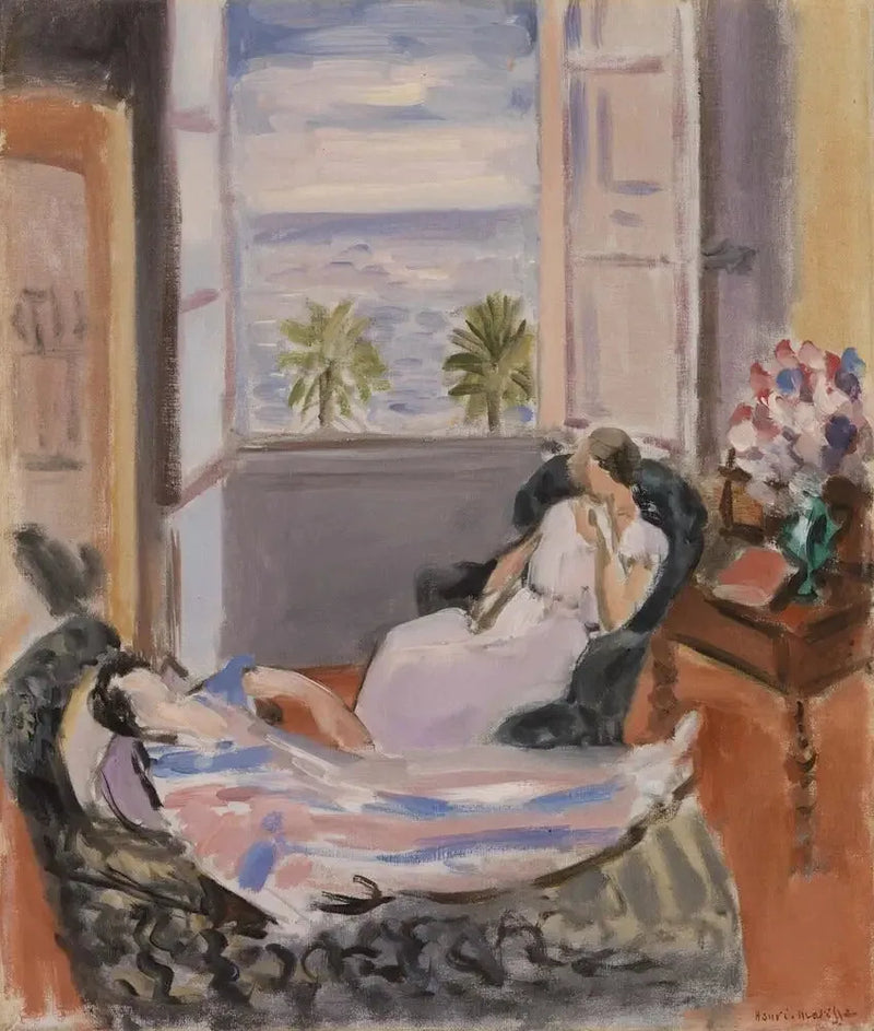 Wnętrze z dwiema postaciami, otwarte okno (Wnętrze z dwiema postaciami, otwarte okno) - Henri Matisse