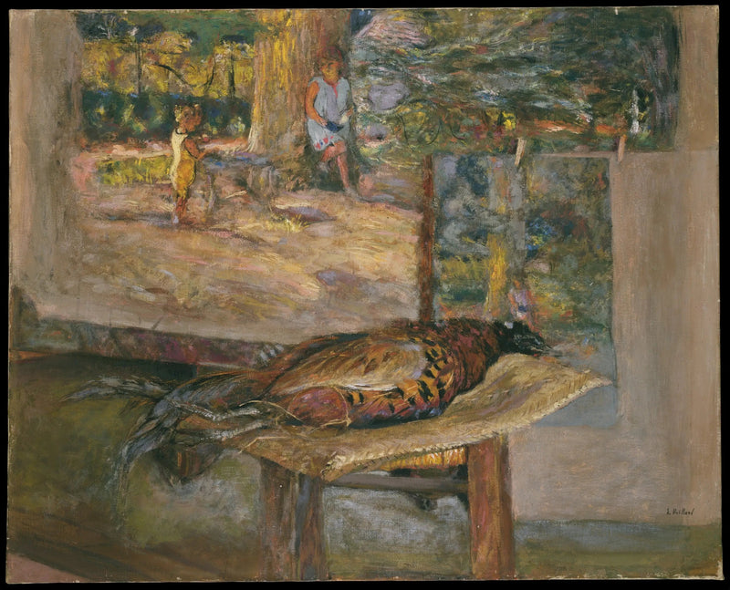 Wnętrze z obrazami i pawiem - Édouard Vuillard