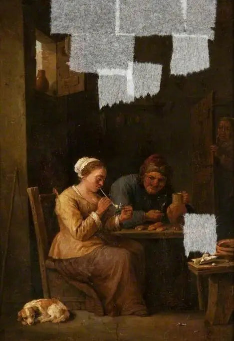 Wnętrze z mężczyzną i kobietą przy stole - David Teniers Młodszy