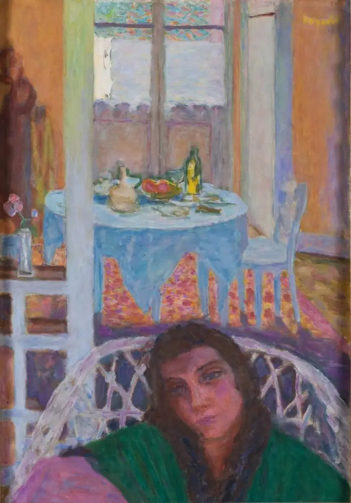 Wnętrze z kobietą w fotelu z wikliny - Pierre Bonnard