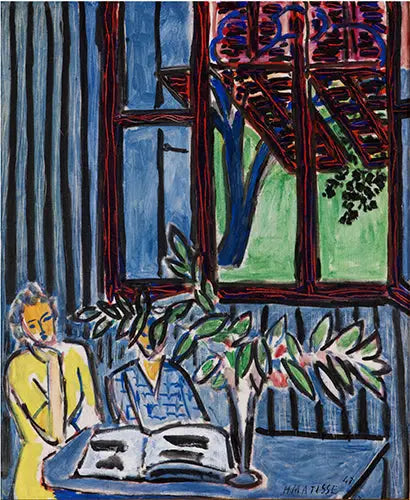 Niebieskie wnętrze z dwiema młodymi dziewczynami - Henri Matisse