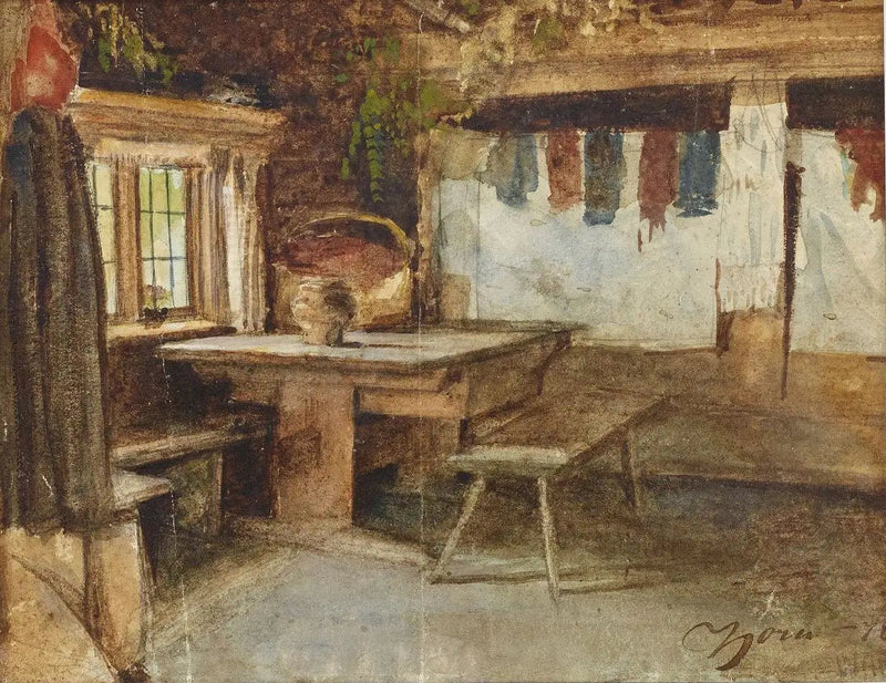 Wnętrze chaty w Mory - Anders Zorn