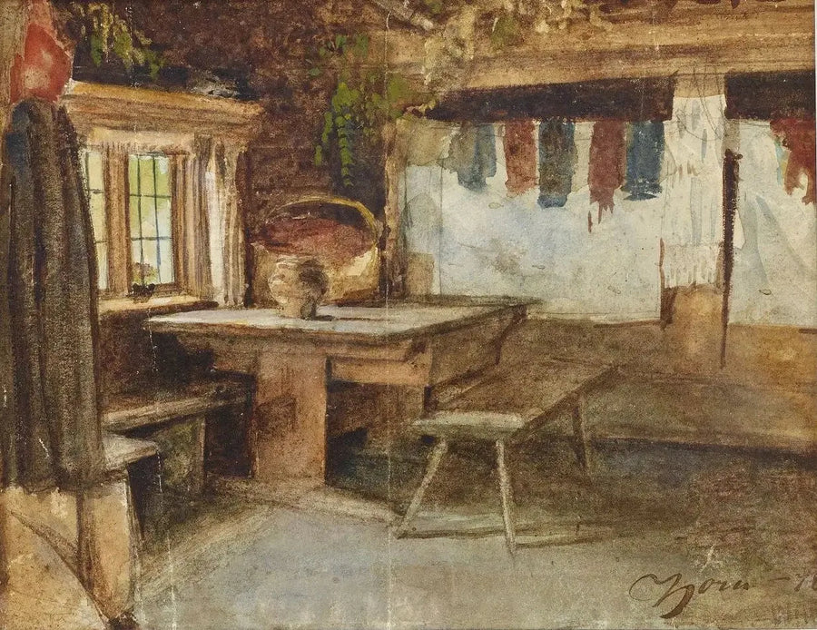 Wnętrze chaty w Mory - Anders Zorn