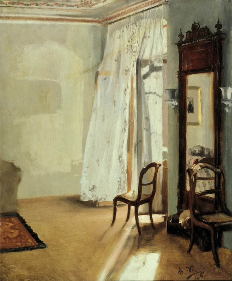 Wnętrze pokoju z balkonem - Adolph von Menzel