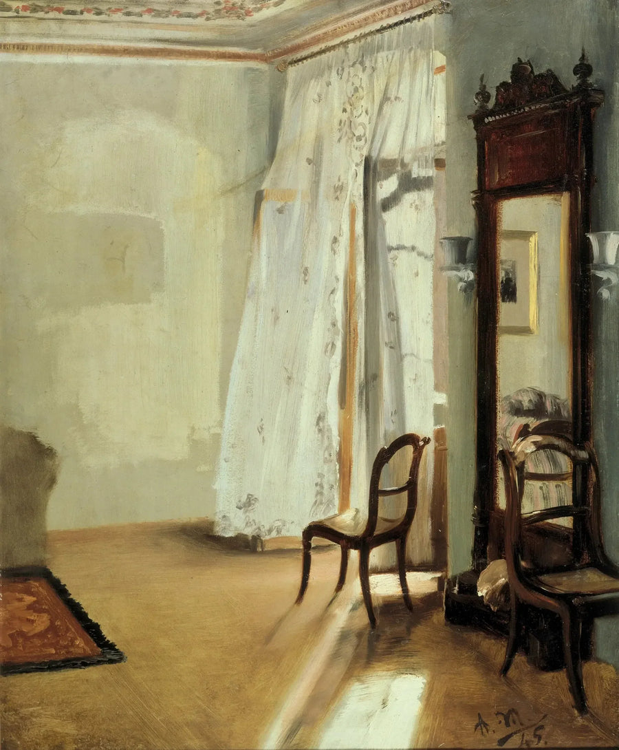 Wnętrze pokoju z balkonem - Adolph von Menzel