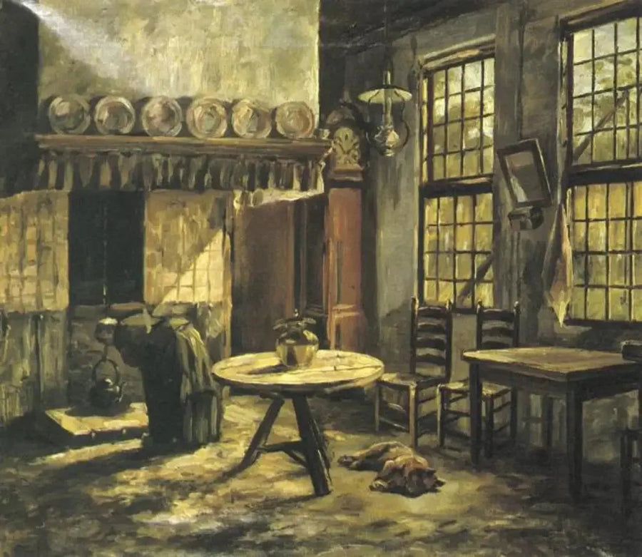 Wnętrze farmy z kominkiem w Achterhoek - Piet Mondrian