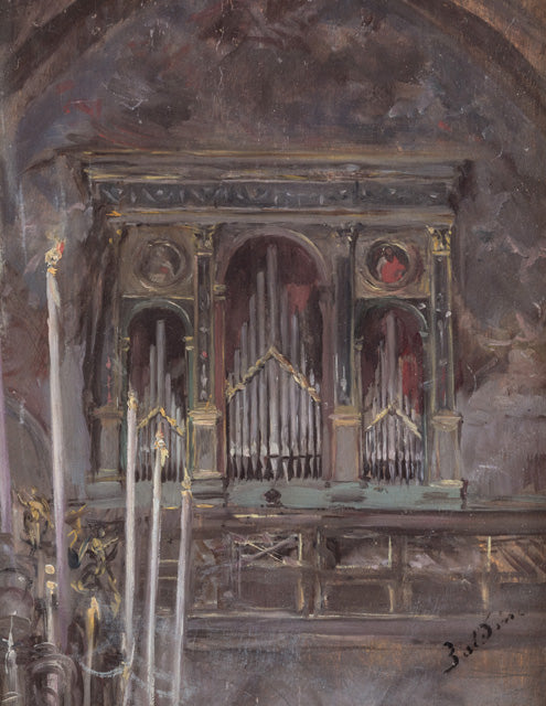 Wnętrze kościoła z widokiem na organ - Giovanni Boldini
