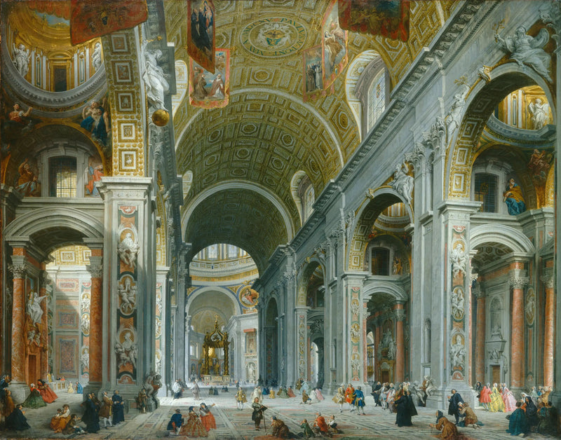 Wnętrze Świętego Piotra, Rzym - Giovanni Paolo Panini