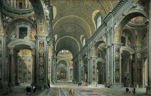 Wnętrze Świętego Piotra, Rzym - Giovanni Paolo Panini