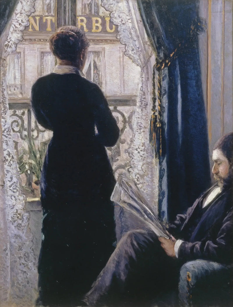 Wnętrze, kobieta przy oknie - Gustave Caillebotte