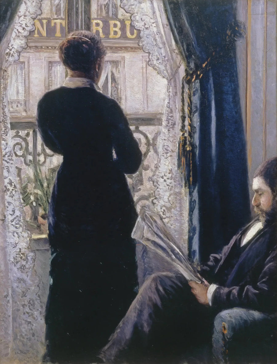 Wnętrze, kobieta przy oknie - Gustave Caillebotte