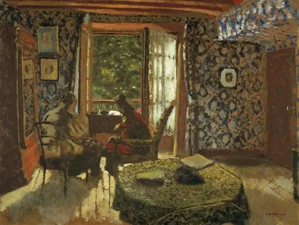 Wnętrze. Pani Vuillard i babcia Roussel w Étang-la-Ville - Édouard Vuillard