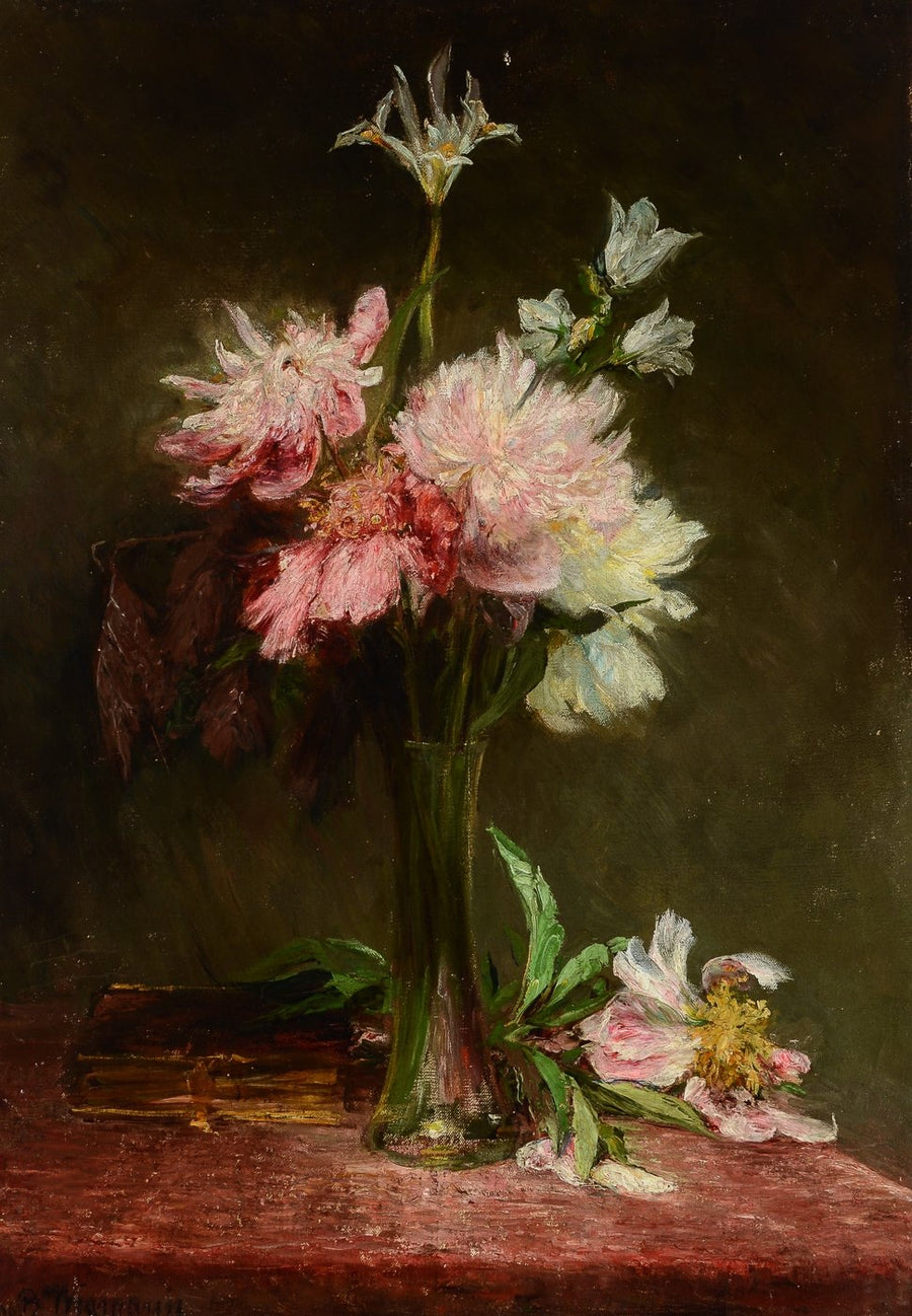 Iris et pivoines dans un vase – Bertha Wegmann