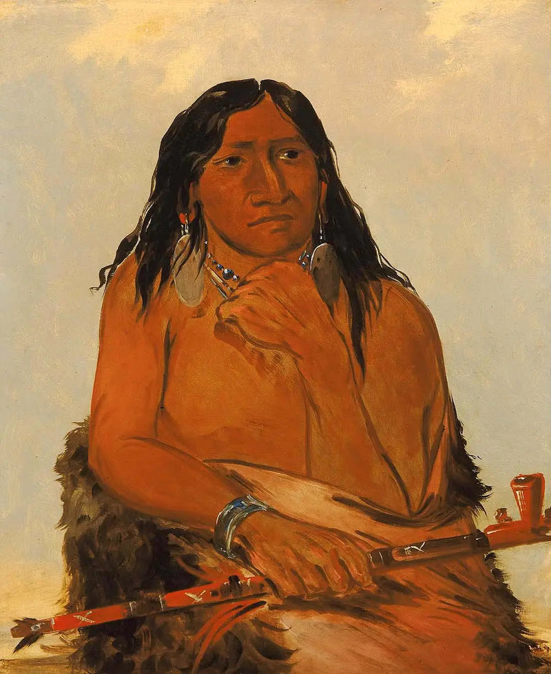 Is-sa-wáh-tám-ah, wilk związany włosami, przywódca - George Catlin