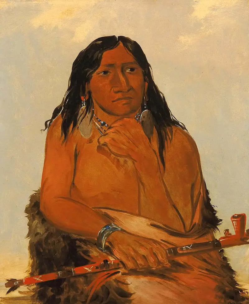 Is-sa-wáh-tám-ah, wilk związany włosami, przywódca - George Catlin