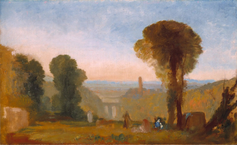 Włoski krajobraz z mostem i wieżą - J. M. W. Turner